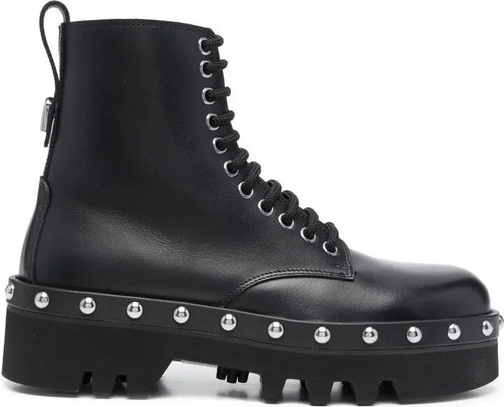 Studded Lace-Up Boots
