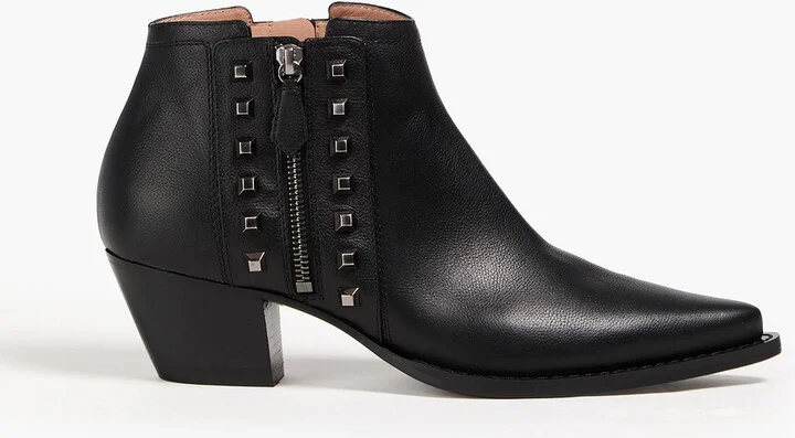 Studded leather ankle boots