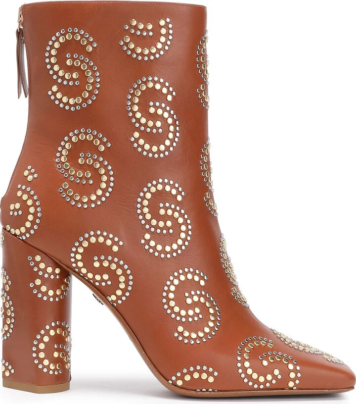 Studded leather ankle boots