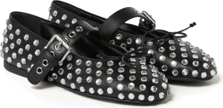 Studded Leather Ballerina Shoes - Image 2