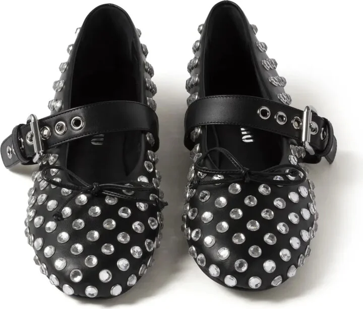 Studded Leather Ballerina Shoes - Image 4