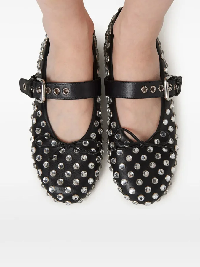 Studded Leather Ballerina Shoes - Image 5