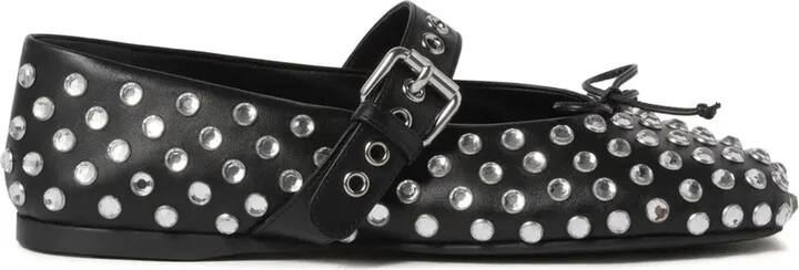 Studded Leather Ballerina Shoes