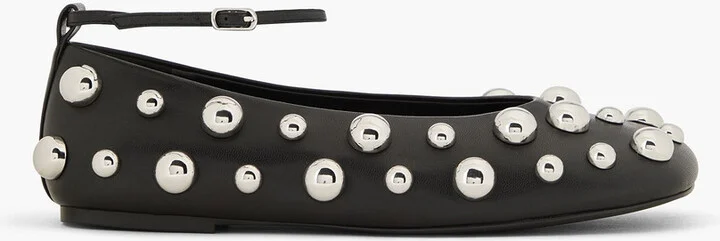 Studded leather ballet flats
