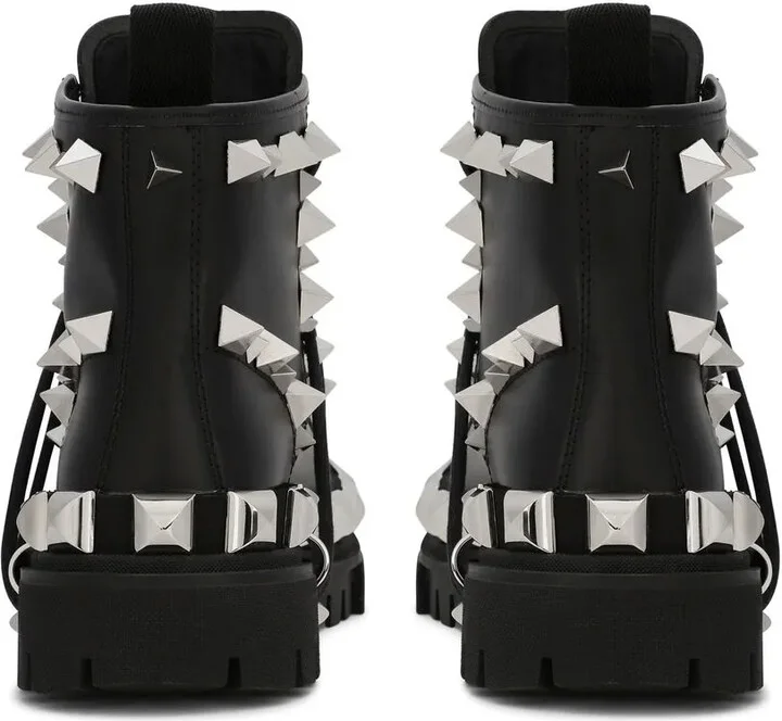 Studded Leather Combat Boots - Image 3