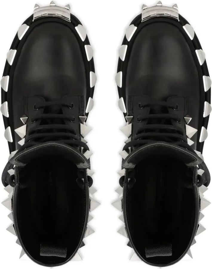 Studded Leather Combat Boots - Image 4