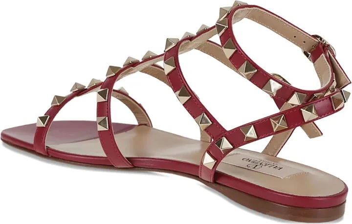 Studded Leather Flat Sandals - Image 3