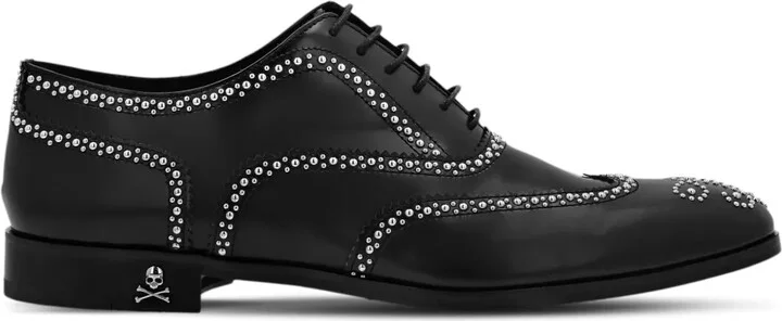 Studded Leather Lace-Up Shoes