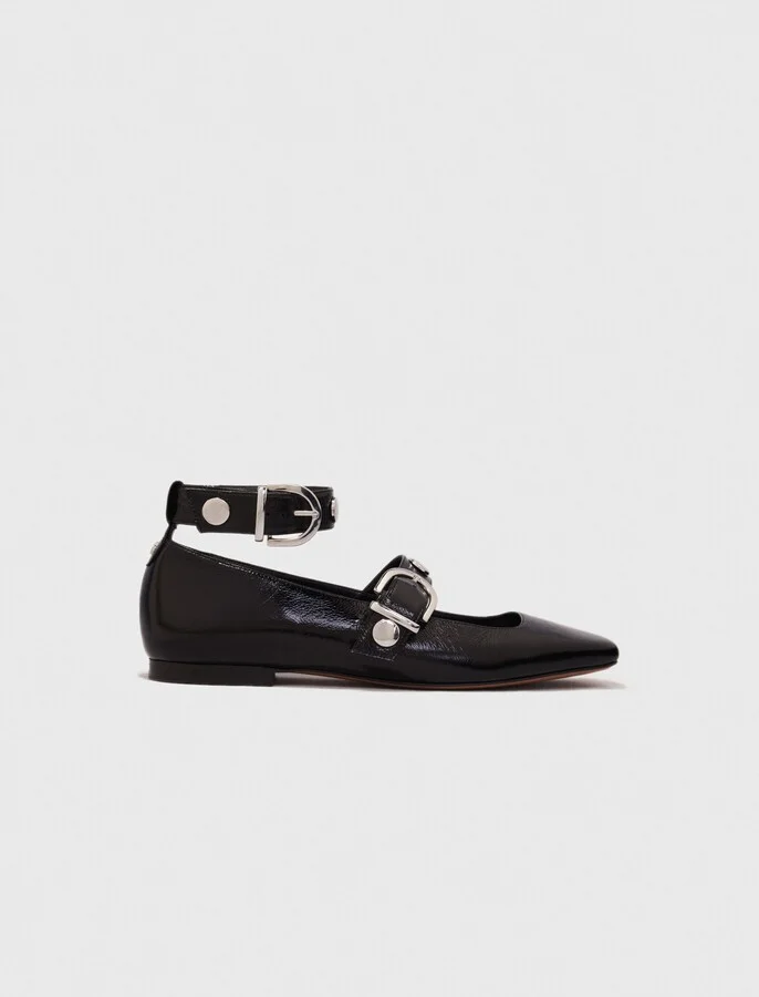 Studded leather Mary Jane flats