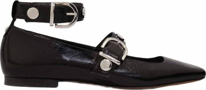 Studded leather Mary Jane flats