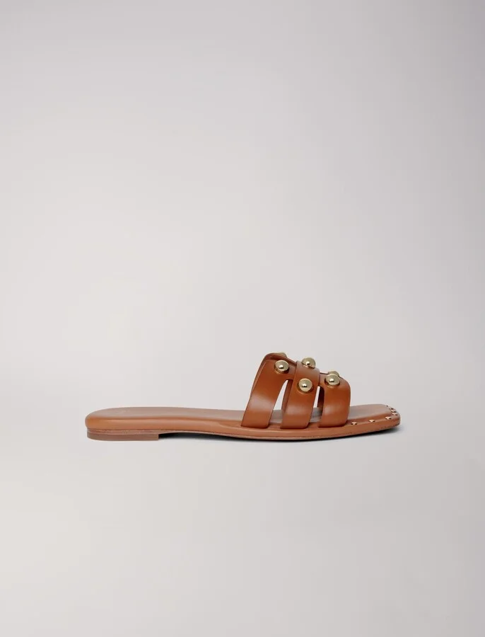 Studded leather mules