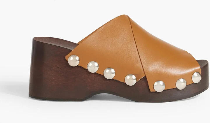 Studded leather platform mules