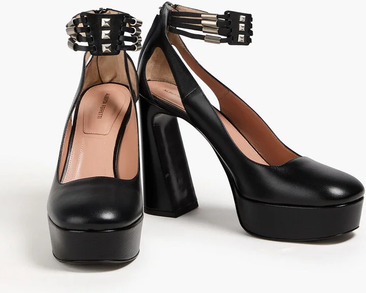 Studded leather platform pumps - Image 2