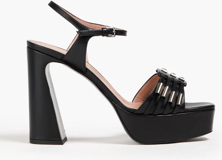 Studded leather platform sandals