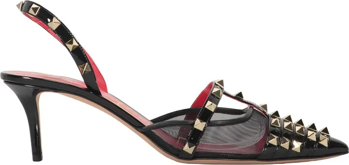 Studded Leather Slingback Pumps