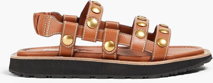 Studded leather slingback sandals