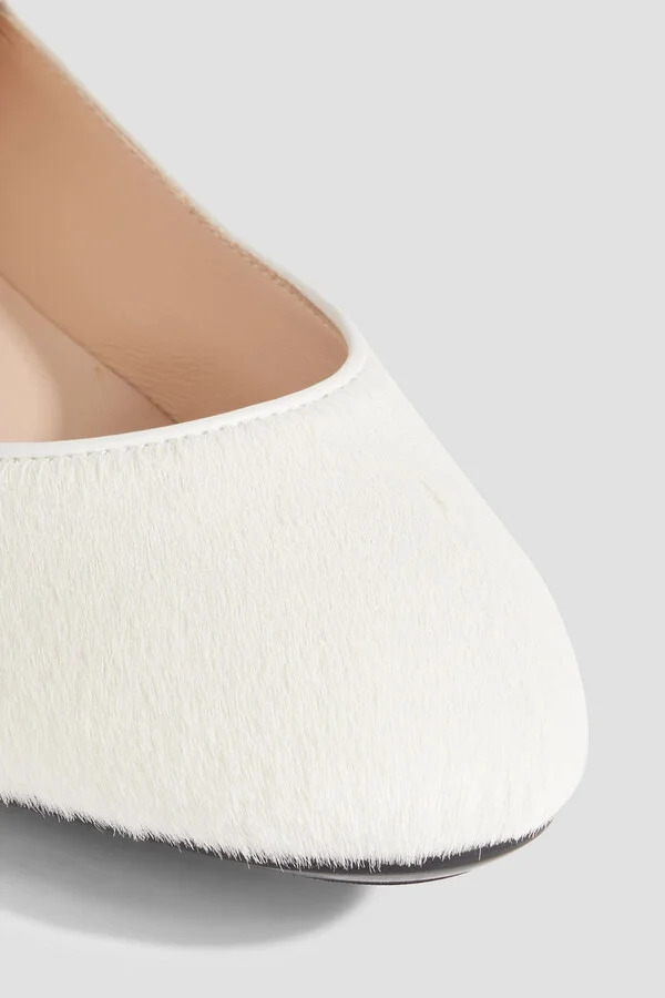 Studded leather-trimmed calf hair ballet flats - Image 4
