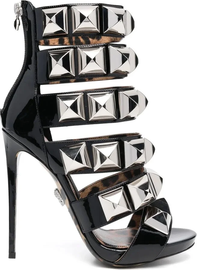 Studded Leopard-Print Sandals