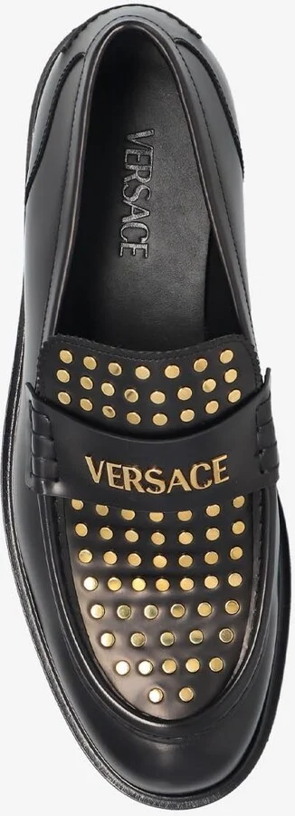 Studded Logo Leather Loafers - Image 3