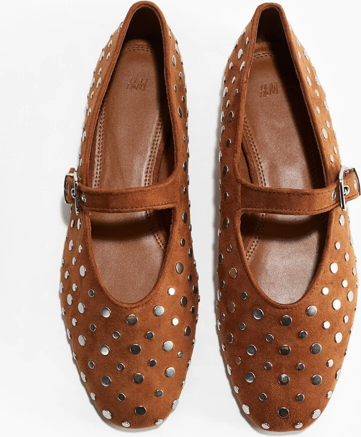 Studded Mary Jane Ballet Flats