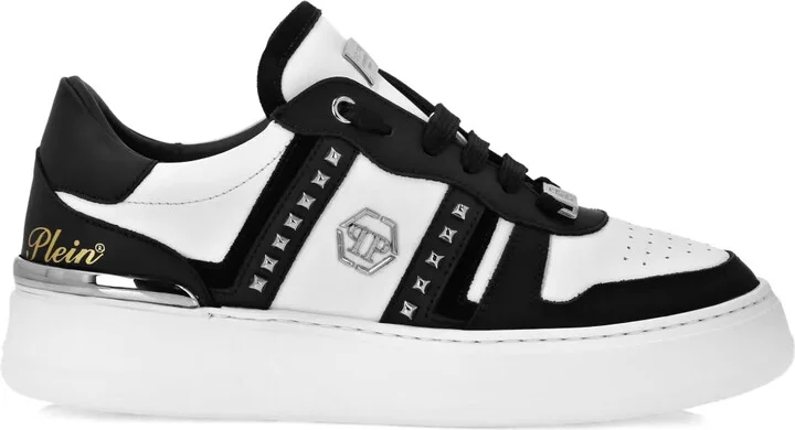 Studded Panelled Low-Top Sneakers