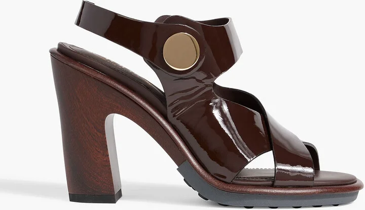 Studded patent-leather sandals