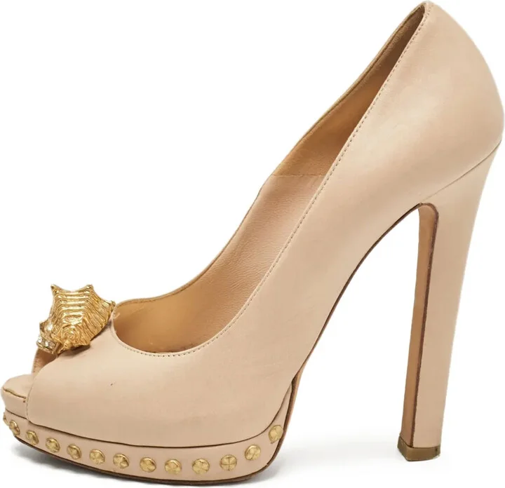Studded Peep-Toe Pumps