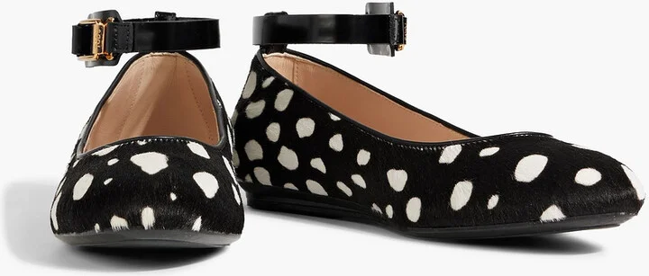 Studded printed calf hair ballet flats - Image 2
