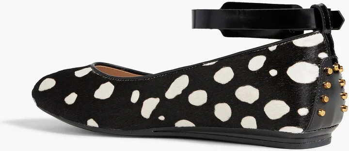 Studded printed calf hair ballet flats - Image 3