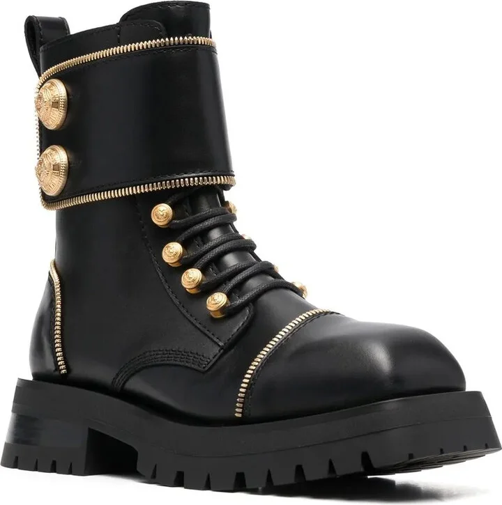 Studded Square-Toe Leather Boots - Image 2