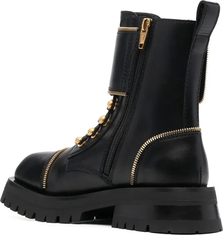 Studded Square-Toe Leather Boots - Image 3