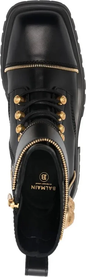 Studded Square-Toe Leather Boots - Image 4