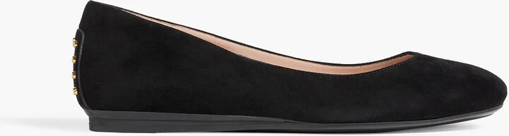Studded suede ballet flats