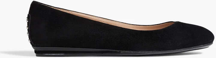 Studded suede ballet flats