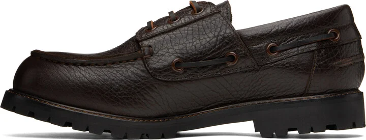 Studio Nicholson Brown Guston Boat Shoes - Image 3