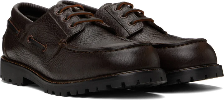 Studio Nicholson Brown Guston Boat Shoes - Image 4