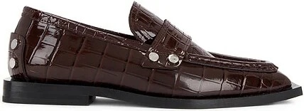 Studs Square Shiny Croco Loafer