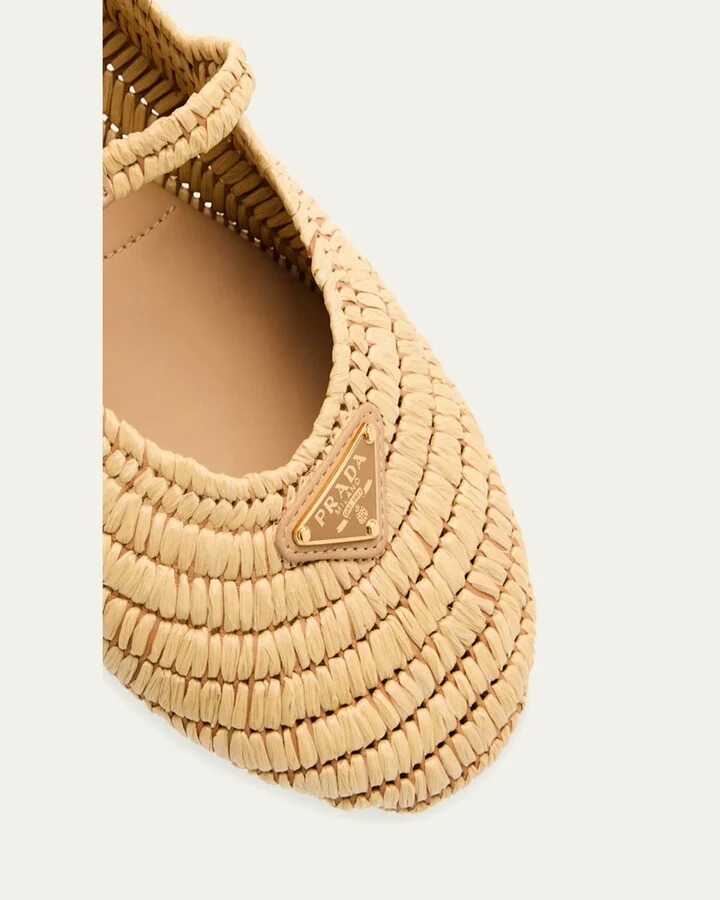 Stuoia Raffia Dual Mary Jane Ballerina Flats - Image 2