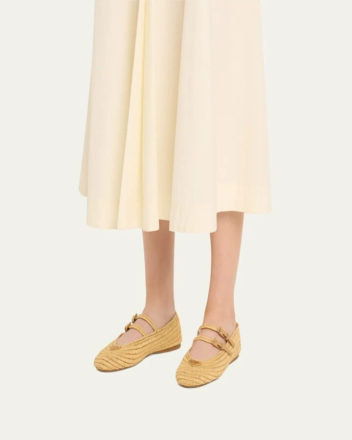 Stuoia Raffia Dual Mary Jane Ballerina Flats - Image 5