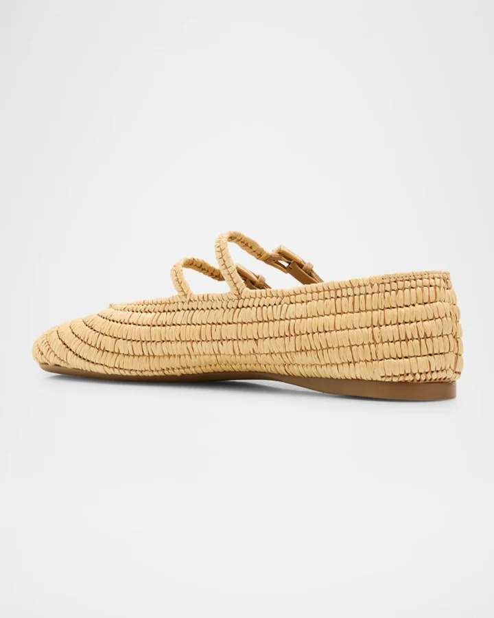 Stuoia Raffia Dual Mary Jane Ballerina Flats - Image 2