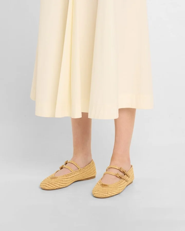 Stuoia Raffia Dual Mary Jane Ballerina Flats - Image 3