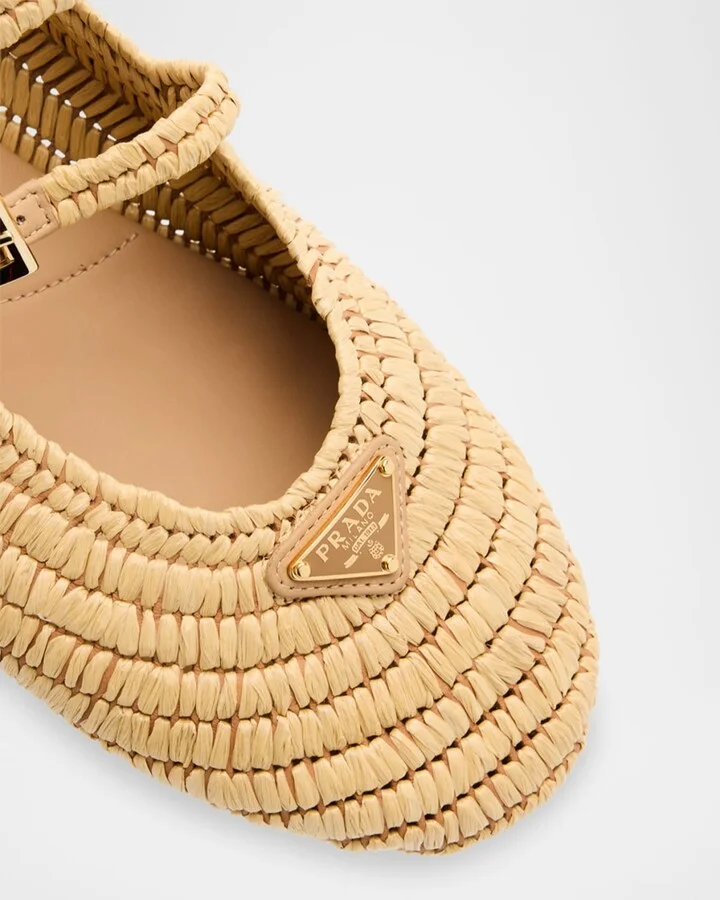 Stuoia Raffia Dual Mary Jane Ballerina Flats - Image 5