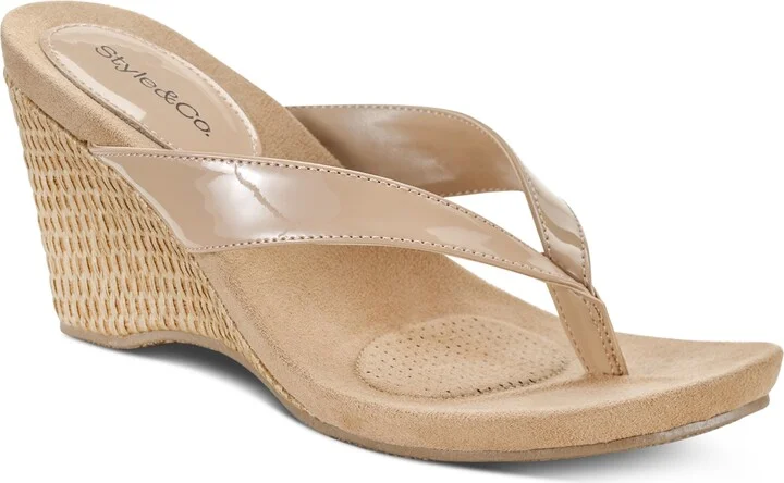 Style & Co Women's Chicklet Wedge Thong Sandals, Created for Macy's