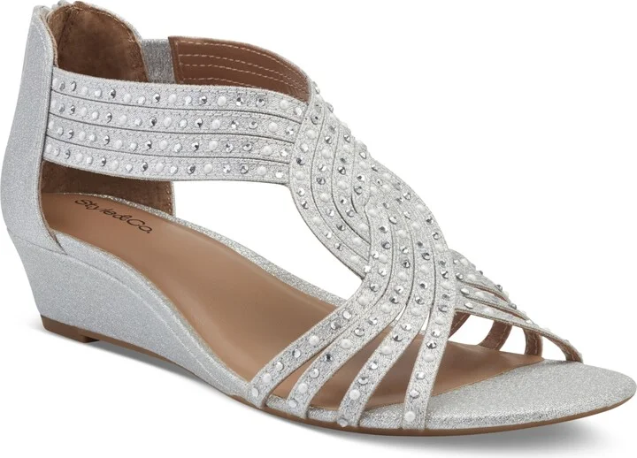 Style & Co Women's Ginifur Embellished Strappy Wedge Sandals, Created for Macy's