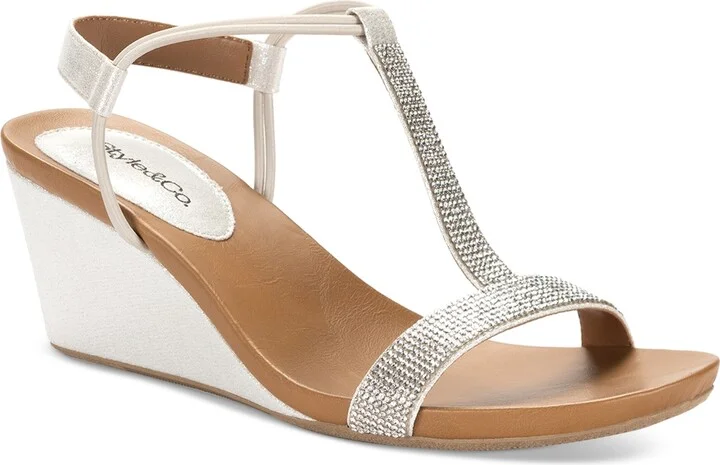 Style & Co Women's Mulan Embellished Wedge Sandals, Created Macy's