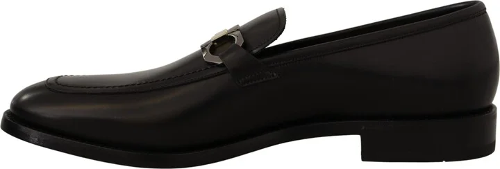 Suave Black Leather Gancio Bit Men's Loafers - Image 2