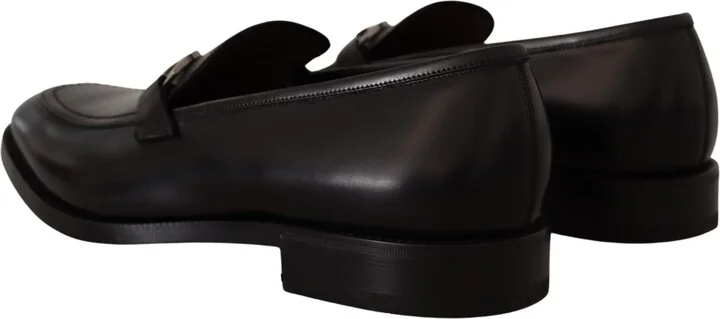 Suave Black Leather Gancio Bit Men's Loafers - Image 5