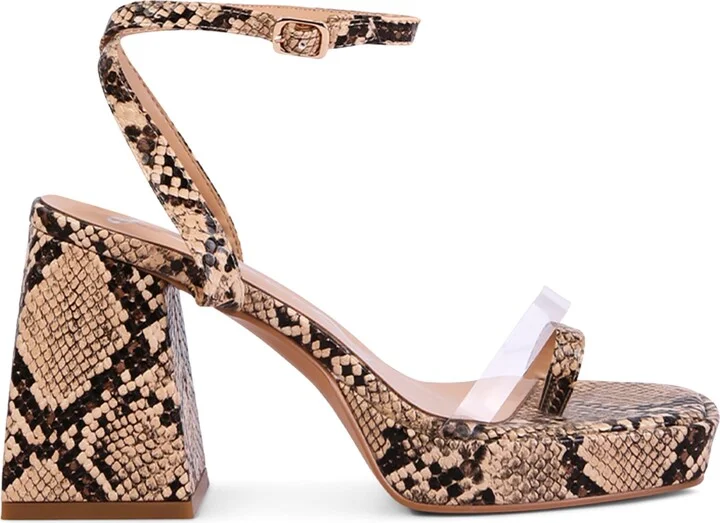 Such Flirt Snake Embossed Block Heel Sandal - Image 5
