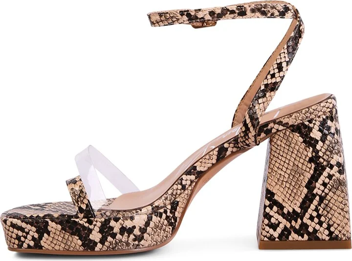 Such Flirt Snake Embossed Block Heel Sandal - Image 9