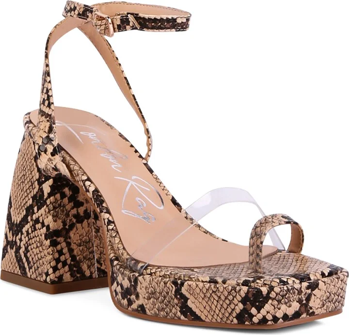 Such Flirt Snake Embossed Block Heel Sandal